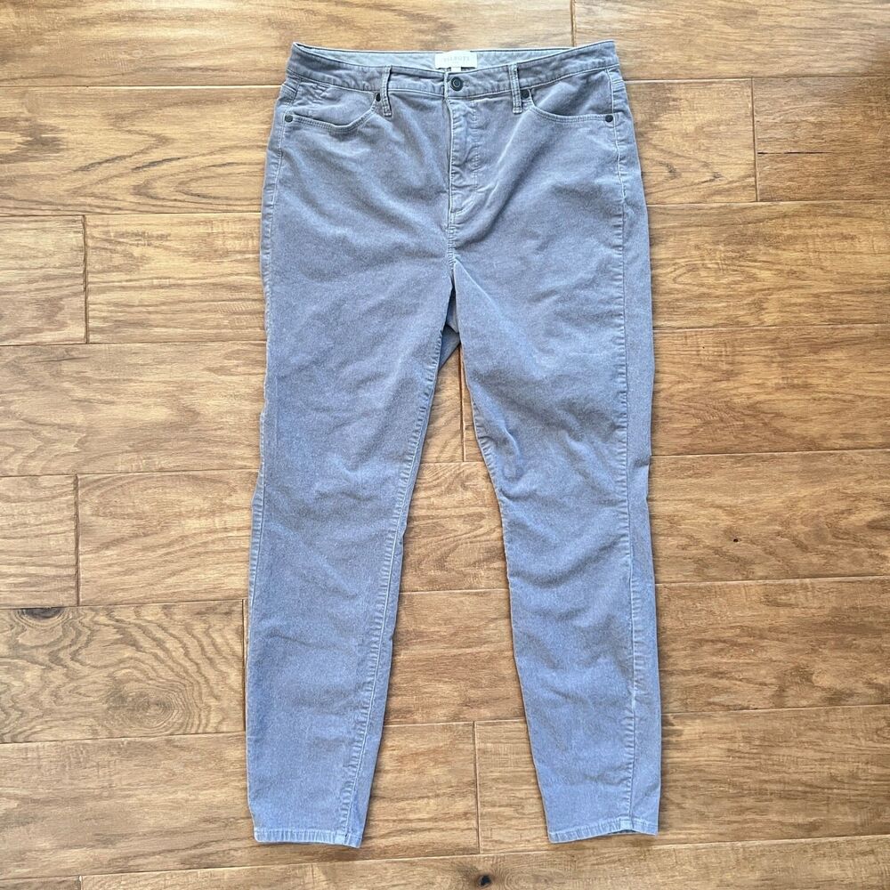 Talbots Pants Women's Size 12 Gray Silver Corduroy Skinny Metallic Glitter
